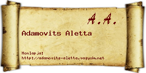 Adamovits Aletta névjegykártya